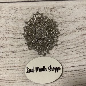 Statement Silvertone Wedding Bridal Rhinestone Crystal Brooch Pin